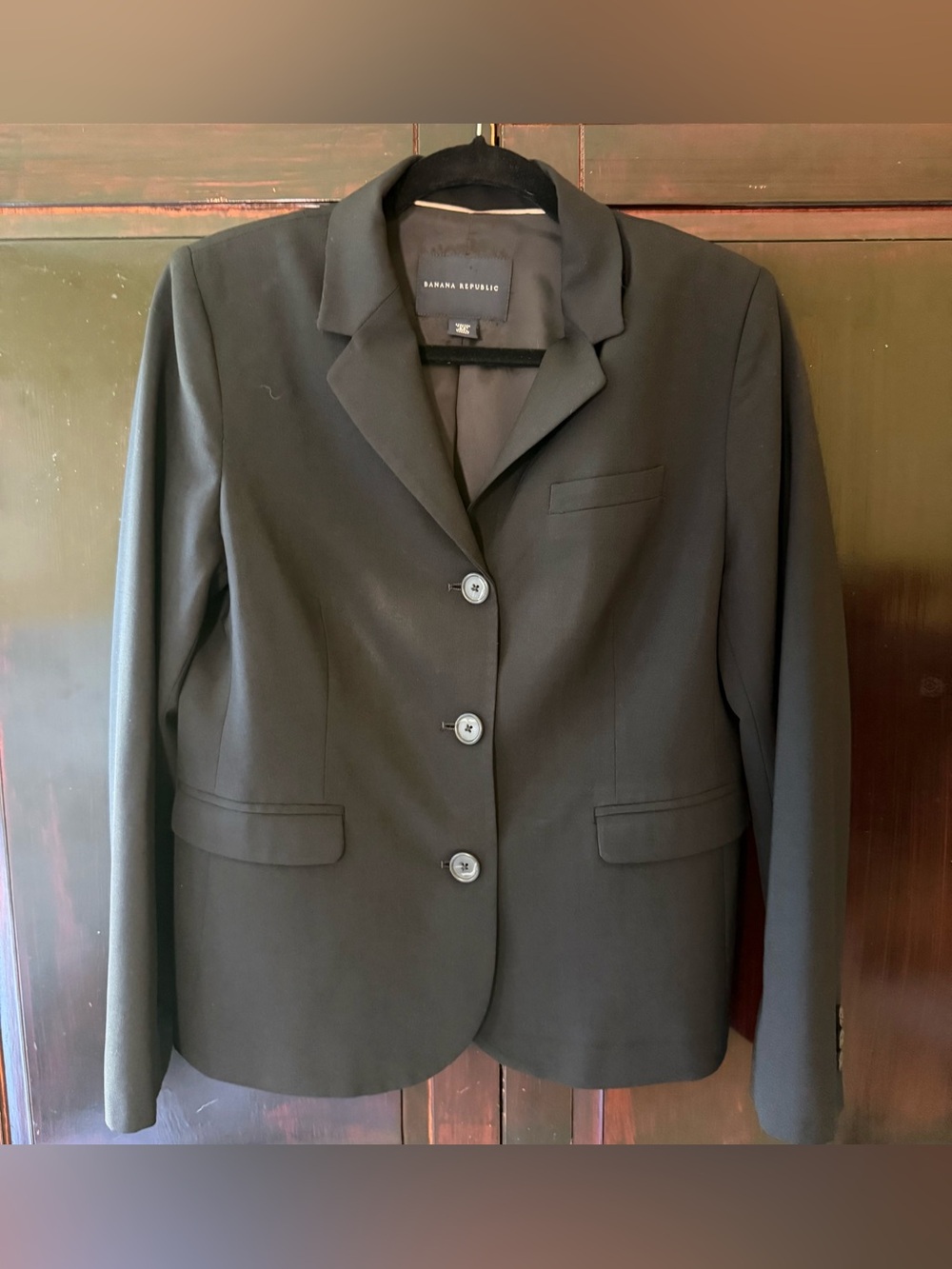 Banana Republic Black Stretch Wool Blazer Petite 8P Tailored Career Jacket